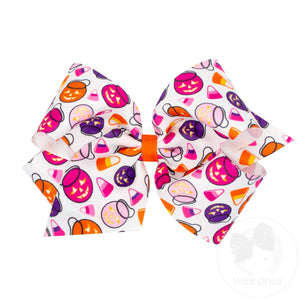 King Pink Halloween Print Grosgrain Hair Bow