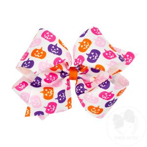King Pink Halloween Print Grosgrain Hair Bow