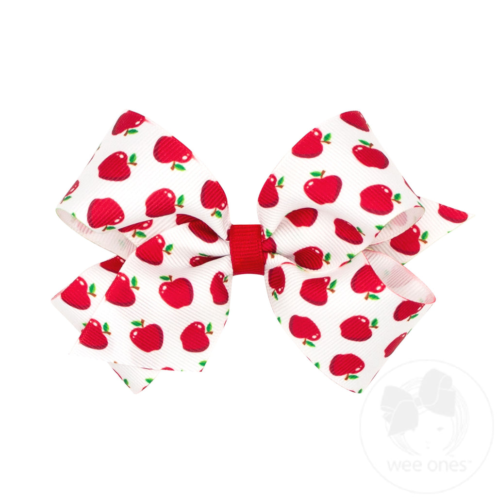 Medium Harvest Apple Print Grosgrain Hair Bow