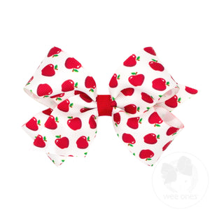 Medium Harvest Apple Print Grosgrain Hair Bow