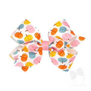 Medium Harvest Print Grosgrain Hair Bow