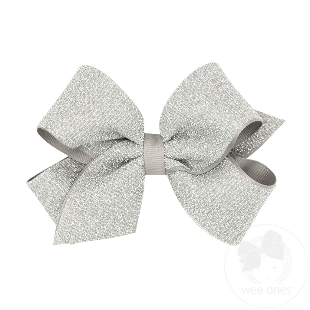 Medium Metallic Lurex with Grosgrain Underlay Hair Bow