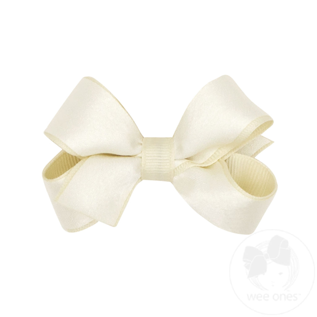 Mini Crepe Satin with Grosgrain Underlay Hair Bow