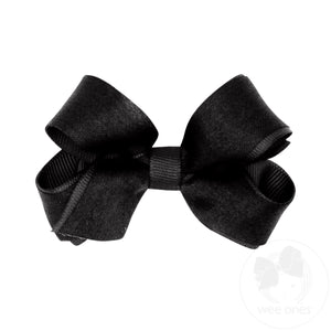 Mini Crepe Satin with Grosgrain Underlay Hair Bow