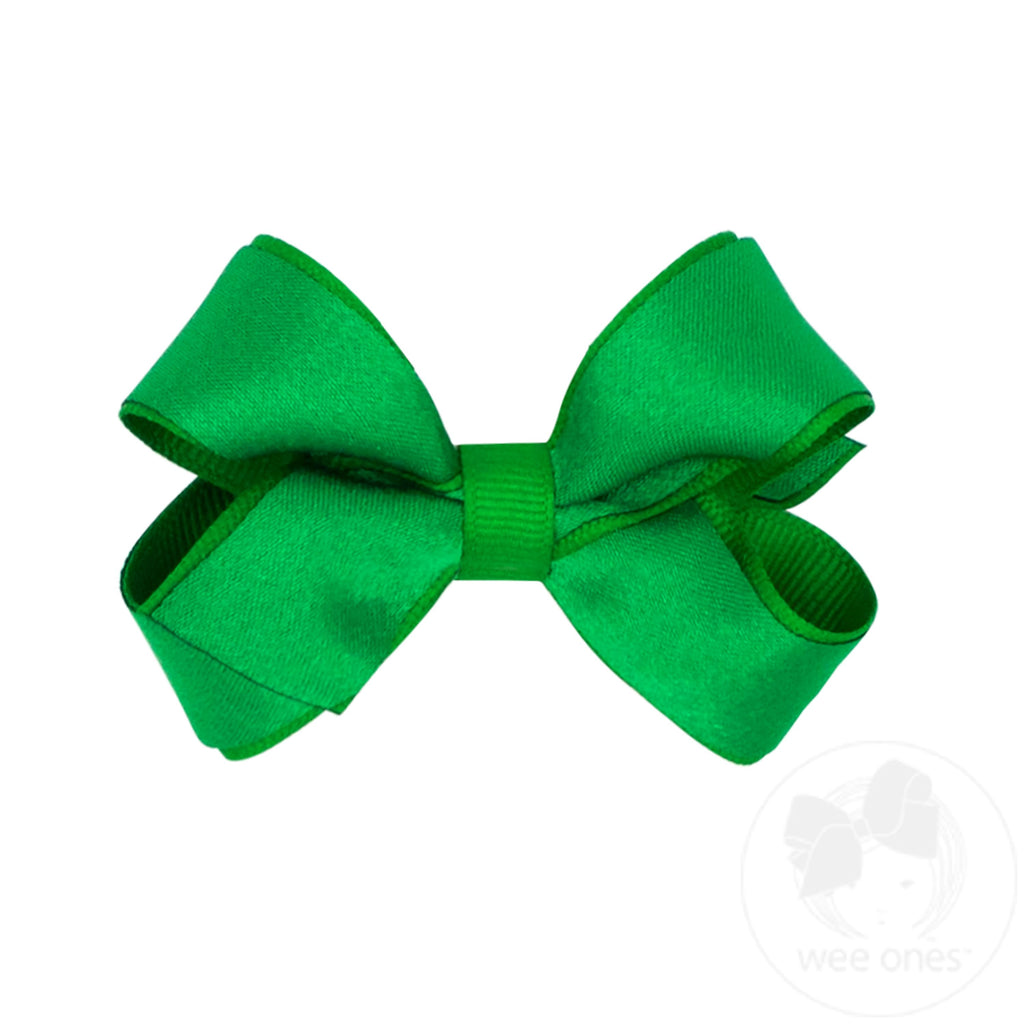 Mini Crepe Satin with Grosgrain Underlay Hair Bow