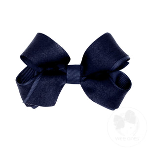Mini Crepe Satin with Grosgrain Underlay Hair Bow