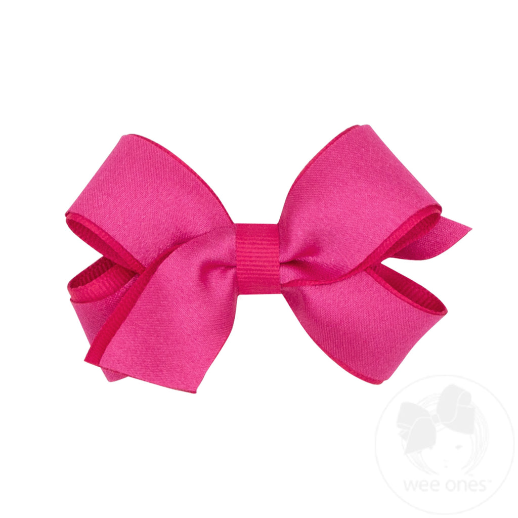 Mini Crepe Satin with Grosgrain Underlay Hair Bow