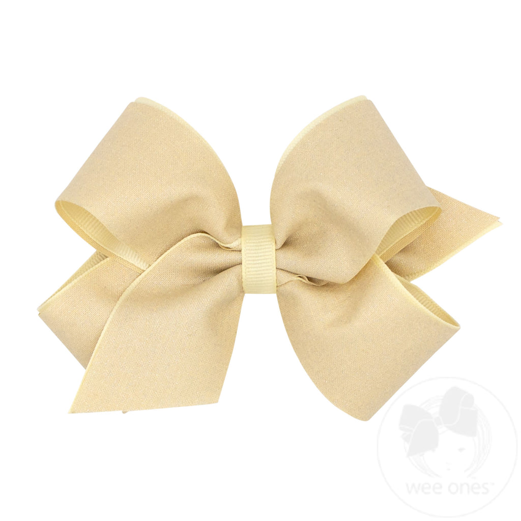 Medium Shimmer Fabric with Grosgrain Underlay Hair Bow