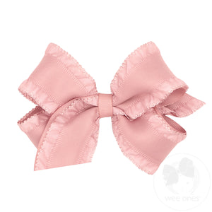 Medium Ruffle Edge Satin with Grosgrain Underlay Hair Bow