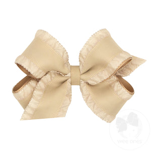 Medium Ruffle Edge Satin with Grosgrain Underlay Hair Bow