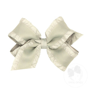 Medium Ruffle Edge Satin with Grosgrain Underlay Hair Bow