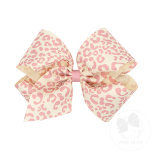 King Leopard Print Grosgrain Hair Bow