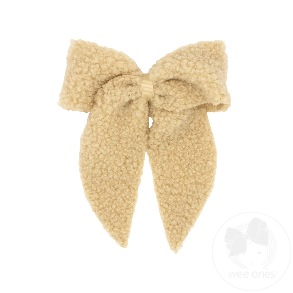 Medium Faux Sherpa Whimsy Tails with Grosgrain Wrap