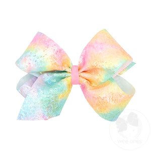King Ombre Print Sequin Hair Bow