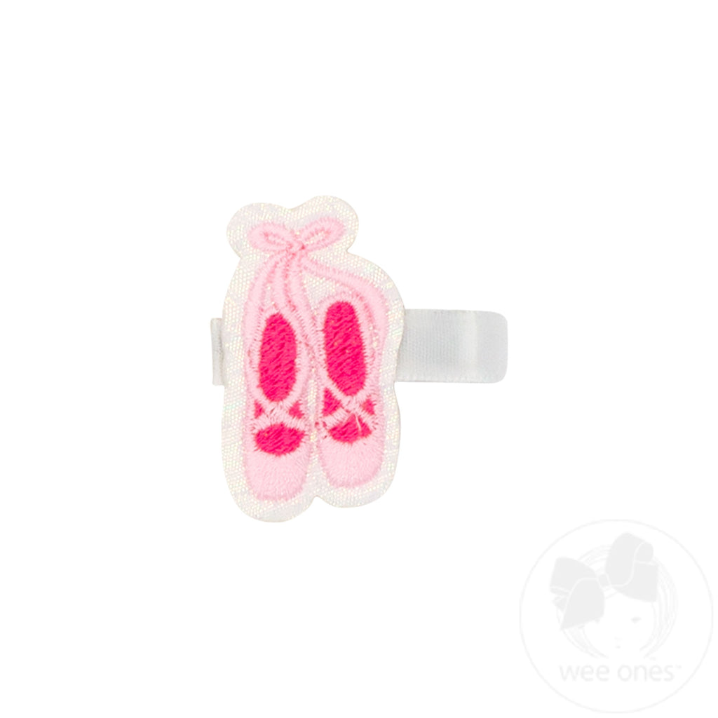 Ballet Slippers Embroidered Iridescent Glitter on Felt Hair Clip