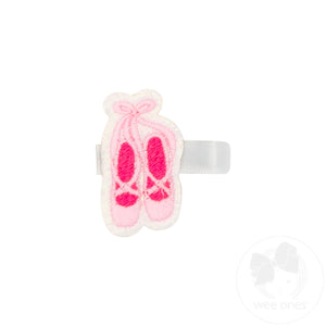 Ballet Slippers Embroidered Iridescent Glitter on Felt Hair Clip