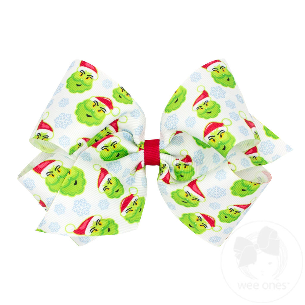 King Christmas Character Print Grosgrain Hair Bow