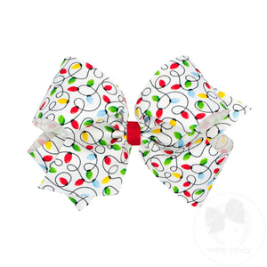 King Christmas Lights Print Grosgrain Hair Bow