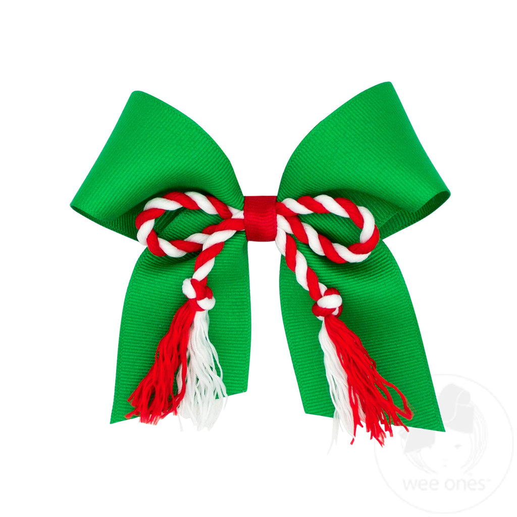 Medium Grosgrain Cheer Bow with Twisted Rope Fringe