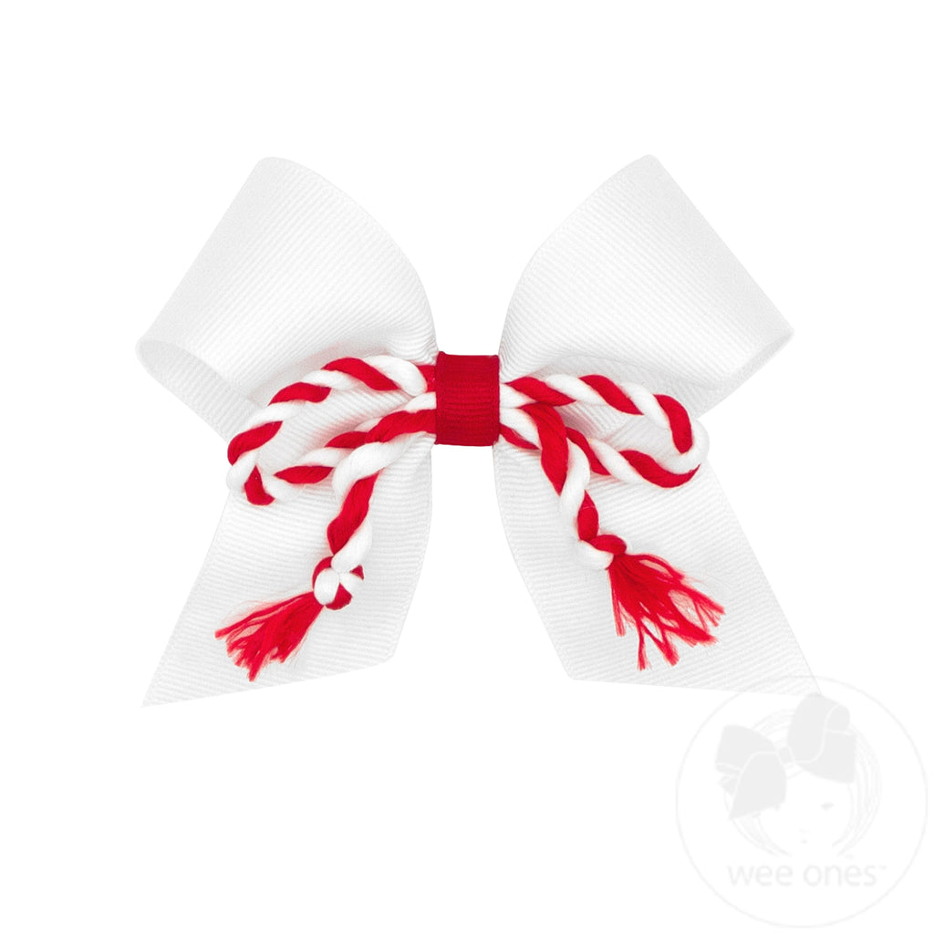 Medium Grosgrain Cheer Bow with Twisted Rope Fringe