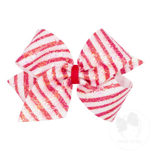 King Stripe Print Sequin Hair Bow