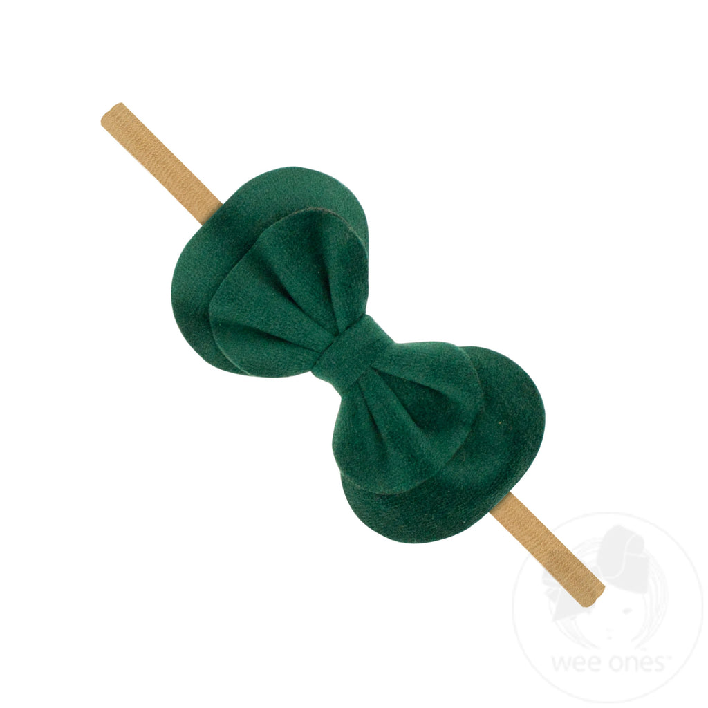 Faux Velvet Double Bowtie on Nude Band
