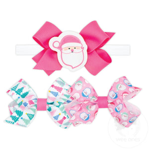 Three Mini Grosgrain Hair Bows with One Novelty Foam Clip on an Add-a-Bow Band