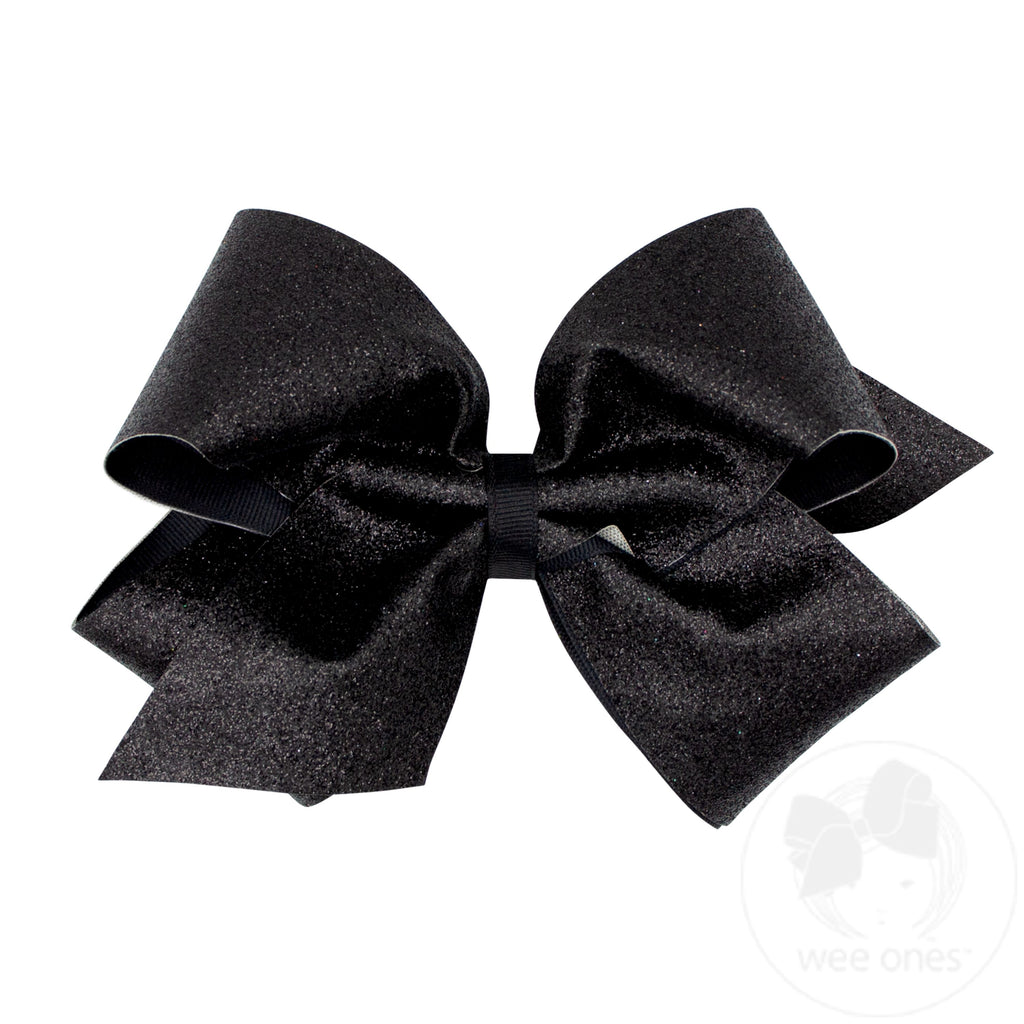 King Glitter Vinyl with Grosgrain Underlay Hair Bow