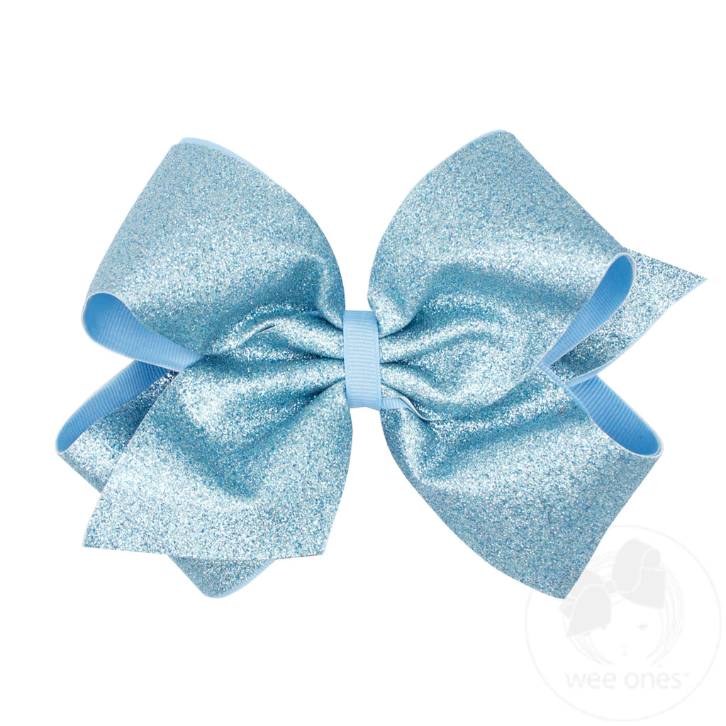 King Glitter Vinyl with Grosgrain Underlay Hair Bow