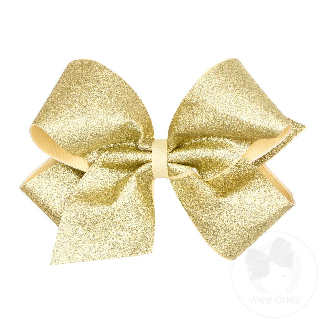 King Glitter Vinyl with Grosgrain Underlay Hair Bow