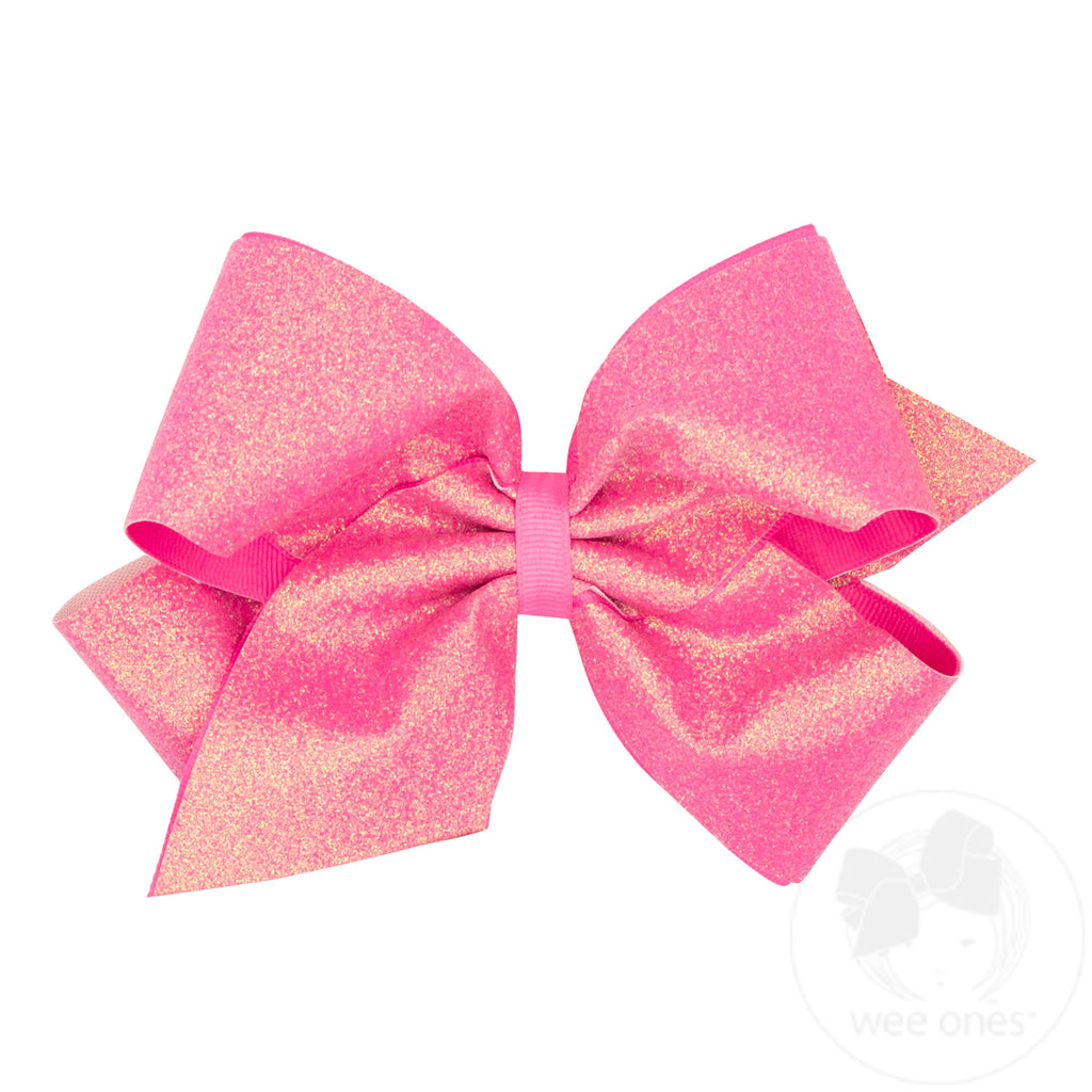 King Glitter Vinyl with Grosgrain Underlay Hair Bow
