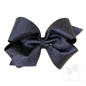 King Glitter Vinyl with Grosgrain Underlay Hair Bow