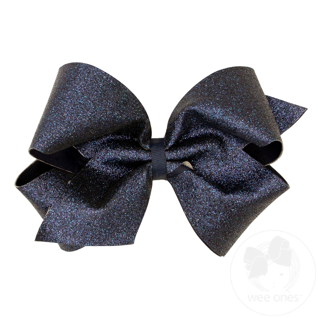 King Glitter Vinyl with Grosgrain Underlay Hair Bow