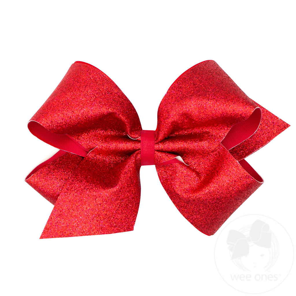 King Glitter Vinyl with Grosgrain Underlay Hair Bow