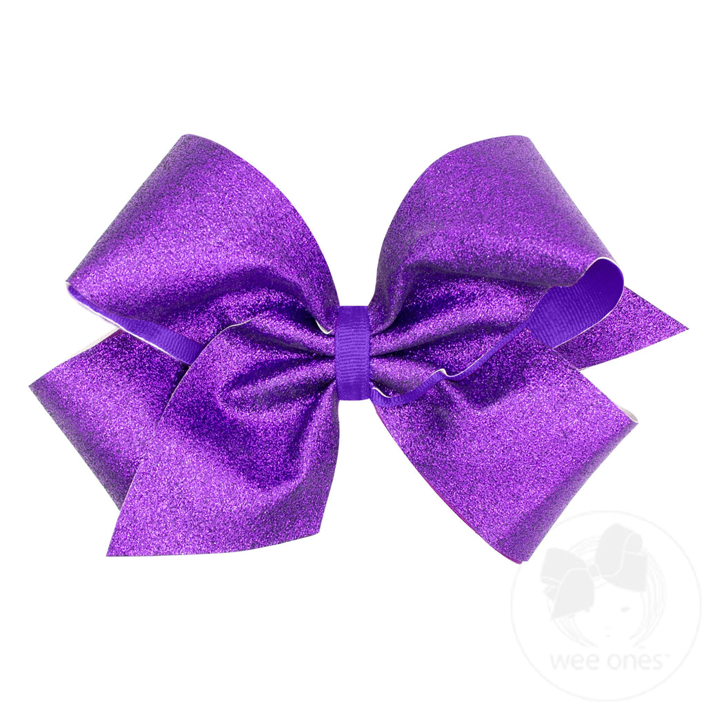 King Glitter Vinyl with Grosgrain Underlay Hair Bow