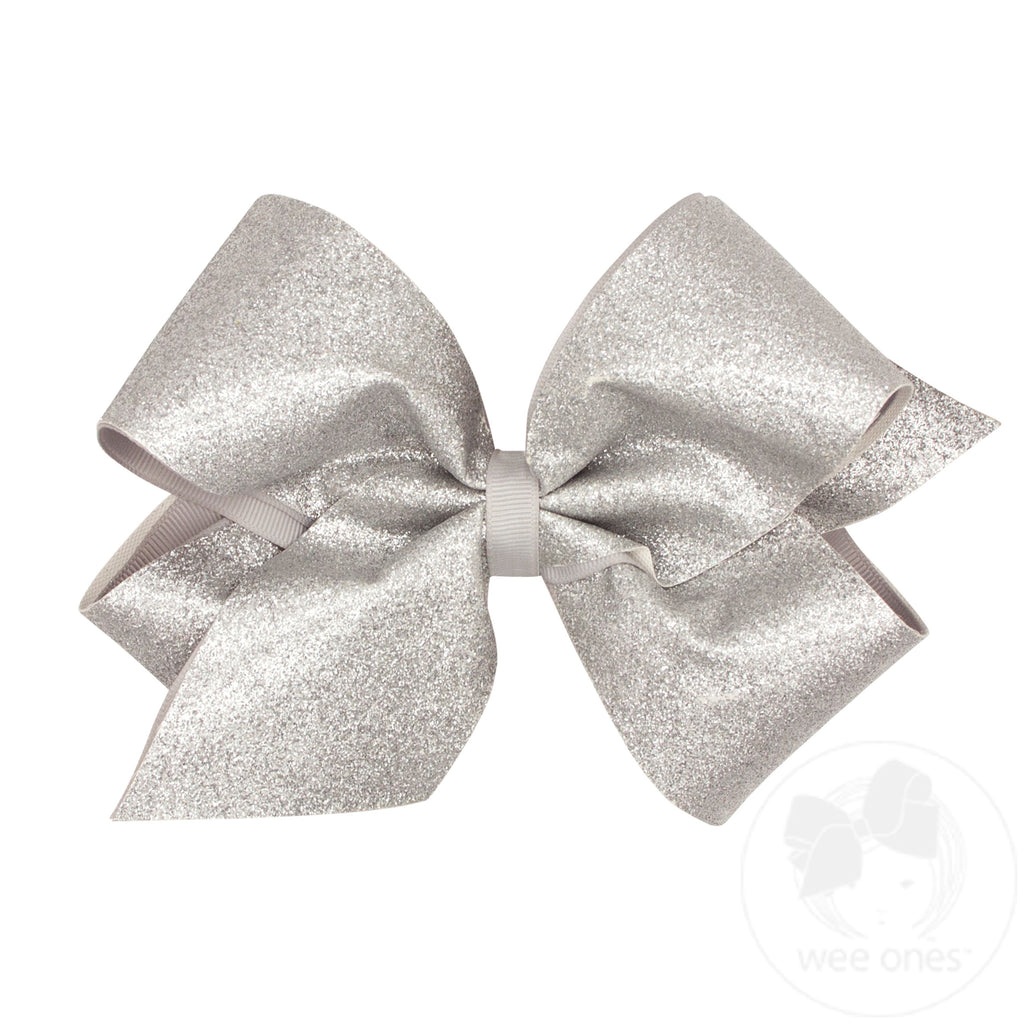 King Glitter Vinyl with Grosgrain Underlay Hair Bow