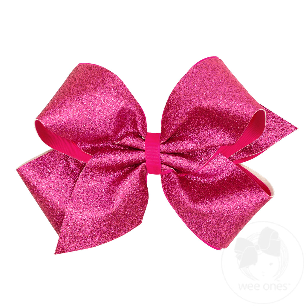 King Glitter Vinyl with Grosgrain Underlay Hair Bow