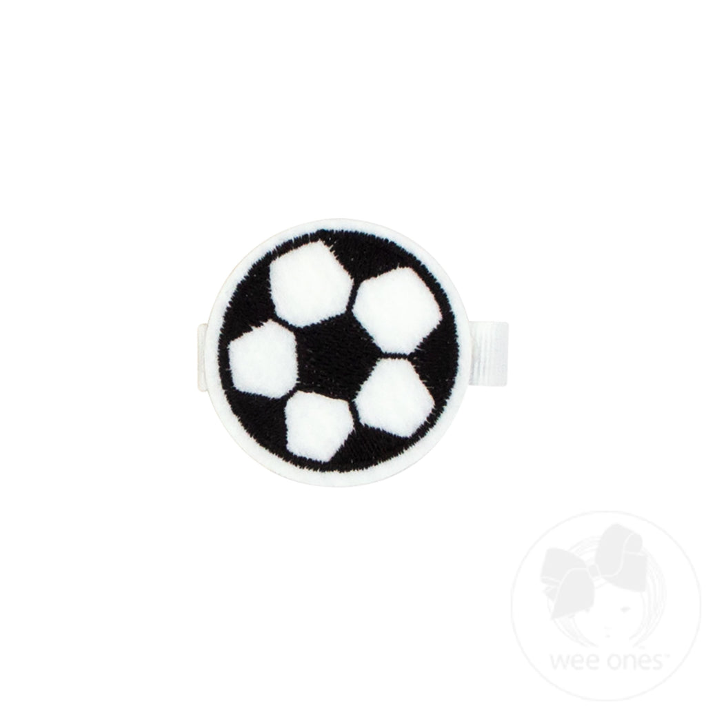 Embroidered Soccer Ball Hair Clip