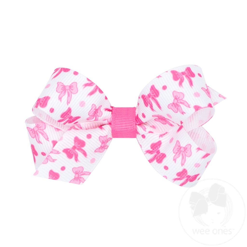 Mini Bow Print Grosgrain Hair Bow