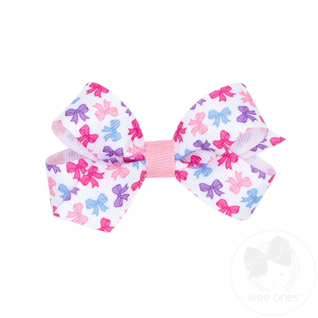Mini Bow Print Grosgrain Hair Bow