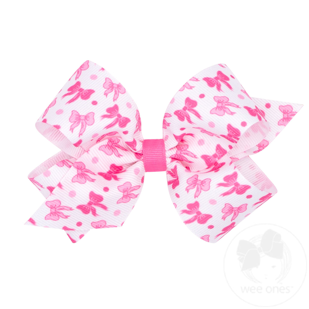 Medium Bow Print Grosgrain Hair Bow