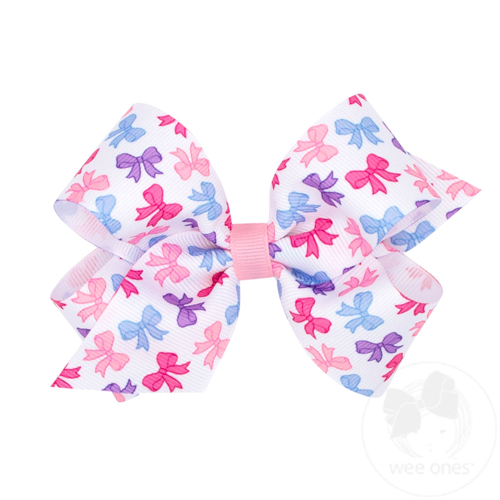 Medium Bow Print Grosgrain Hair Bow
