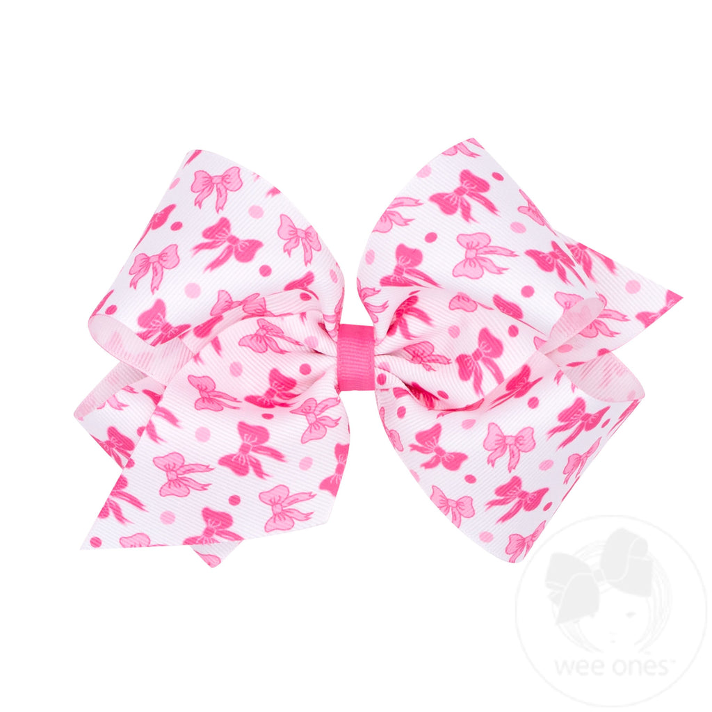 King Bow Print Grosgrain Hair Bow