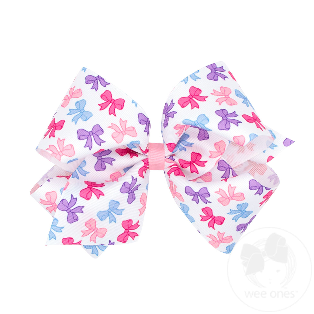 King Bow Print Grosgrain Hair Bow