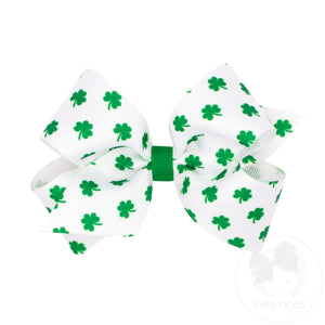 Medium Shamrock Print Grosgrain Hair Bow