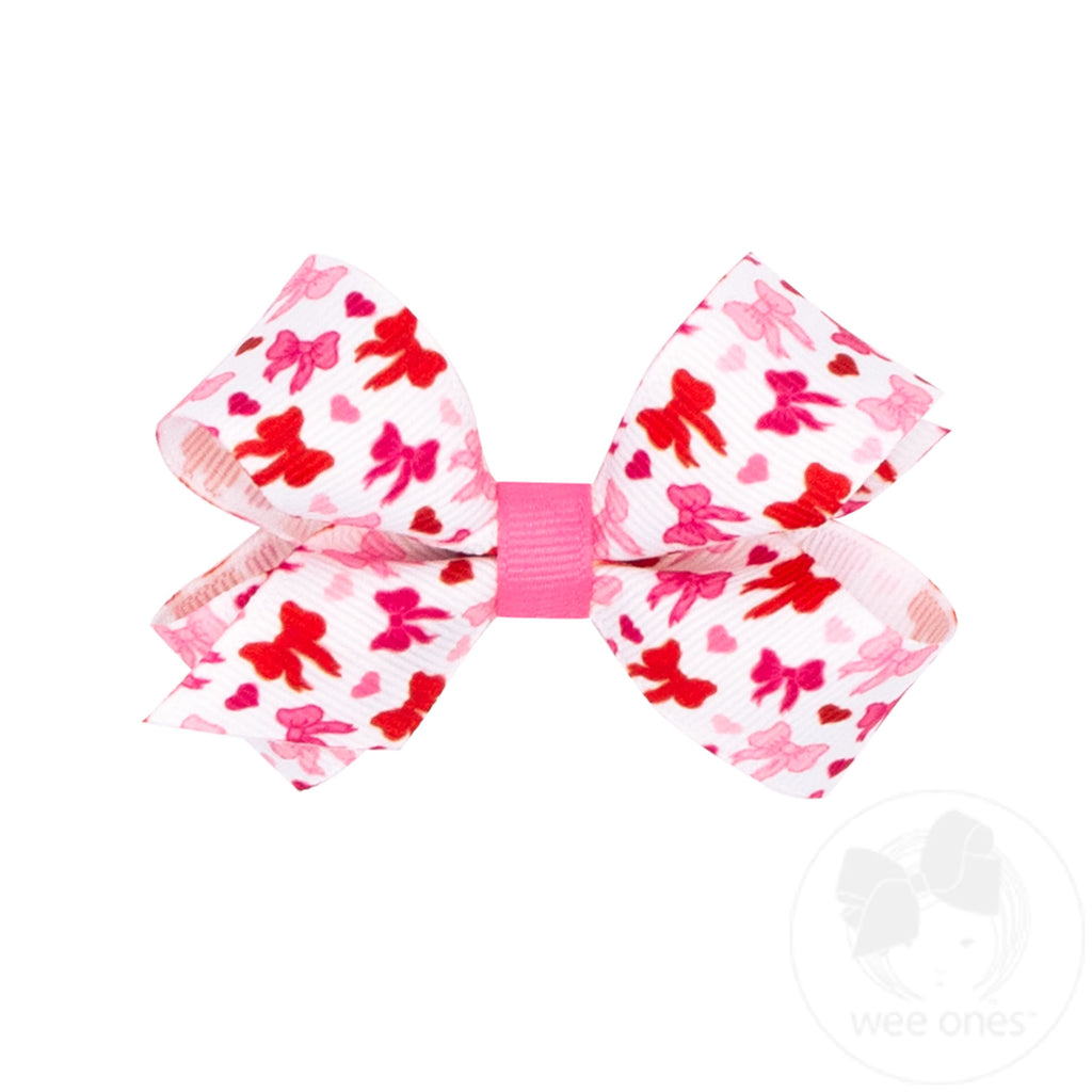 Mini Heart Print Grosgrain Bow