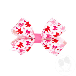 Mini Heart Print Grosgrain Bow
