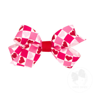 Mini Heart Print Grosgrain Bow