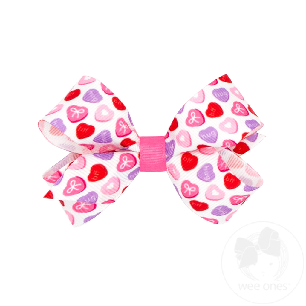 Mini Heart Print Grosgrain Bow
