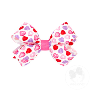 Mini Heart Print Grosgrain Bow